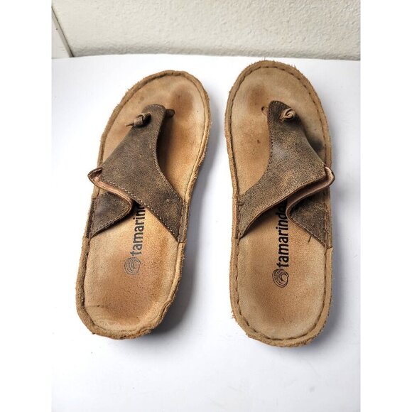Tamarindo Beachcomber Women's Leather Slide Sandals Size 7 Brown Casual Comfort - Picture 4 of 11